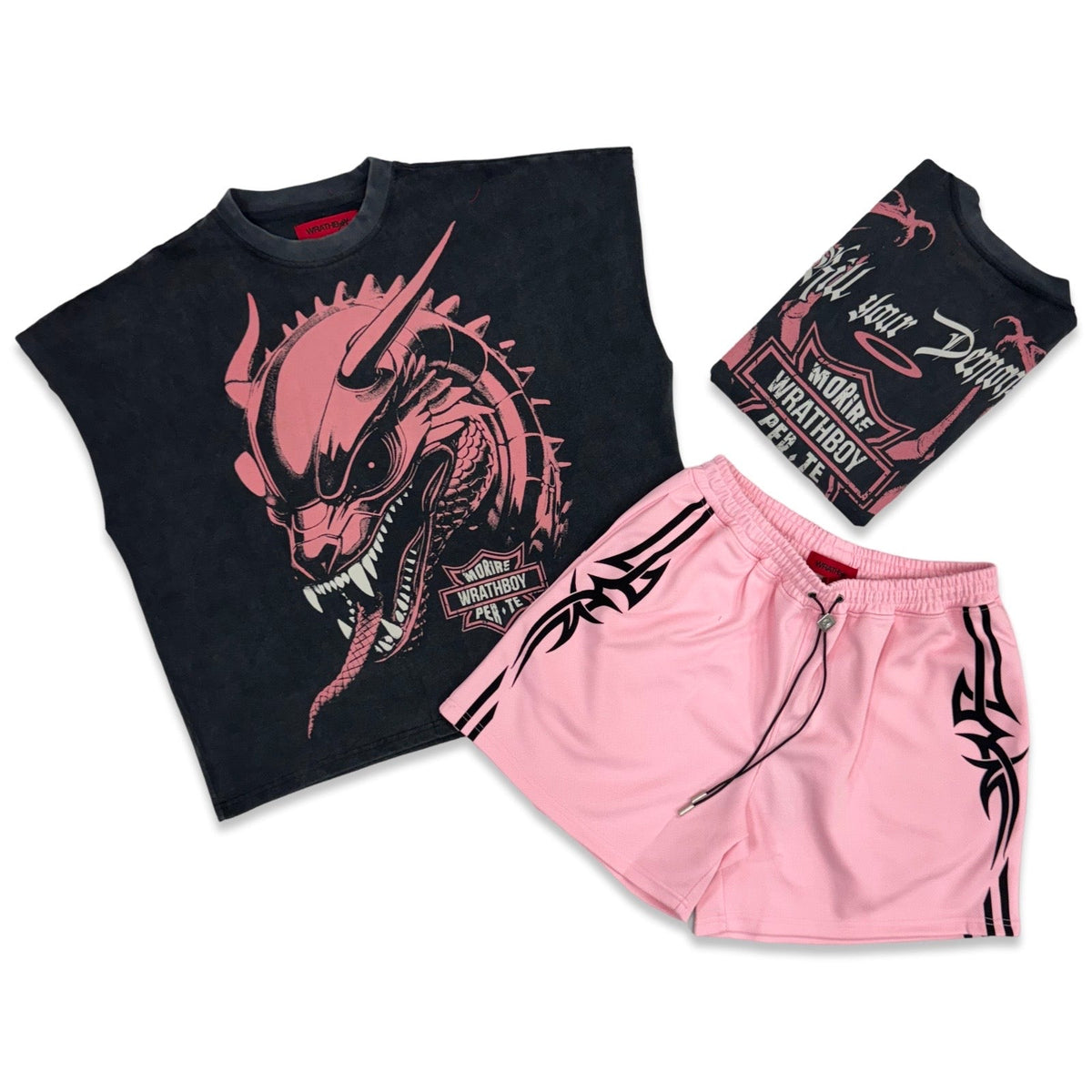 Wrathboy “Your Demons” Pink Oversized Short Set