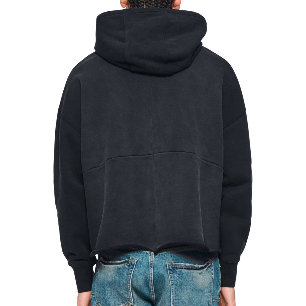 Purple Brand Black Fleece Cut Off Hoodie
