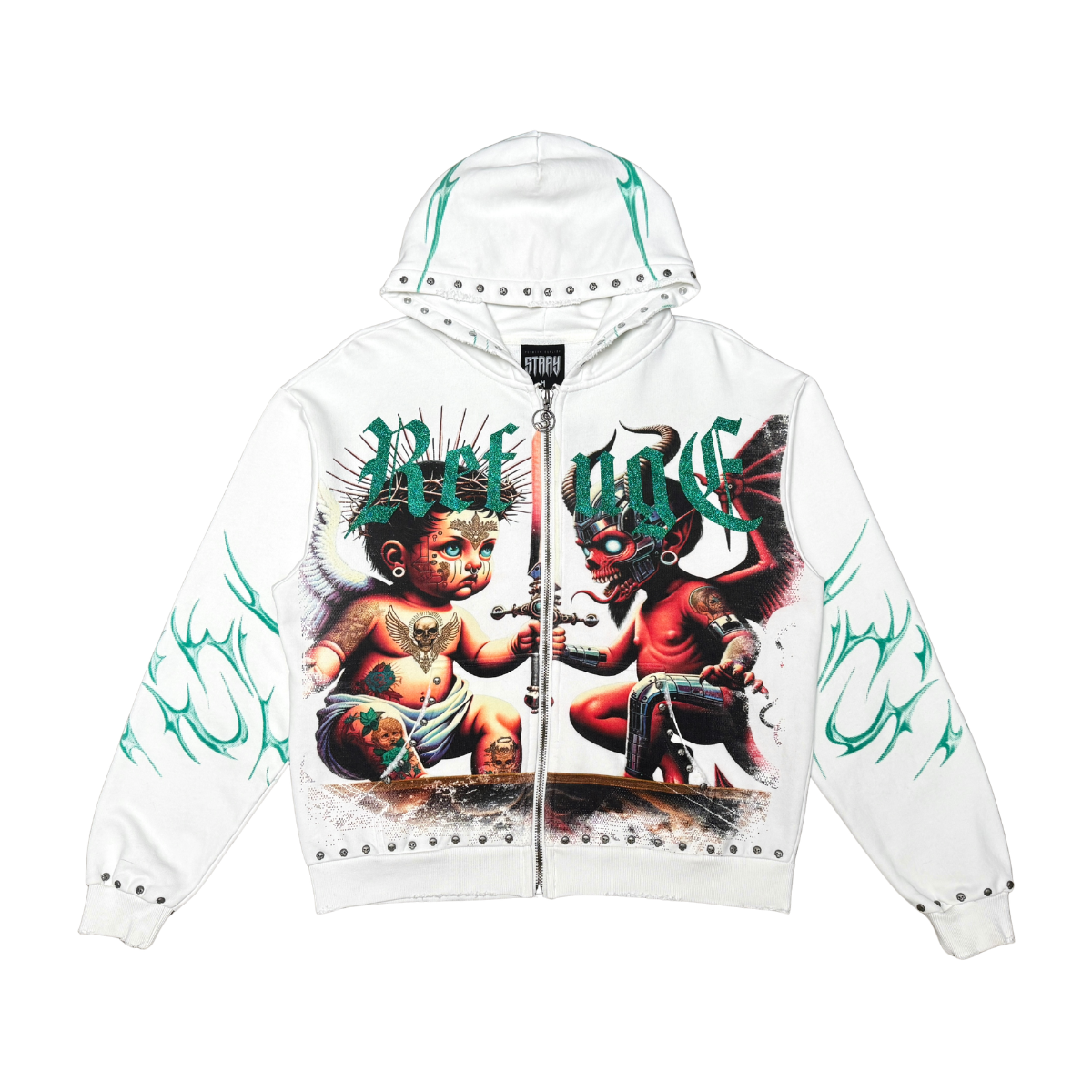 Stray “Refuge” Off White Full Zip Hoodie