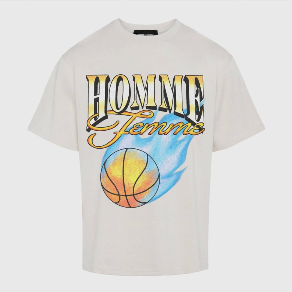 Homme Femme Heat Check T-Shirt in Creme und Gold