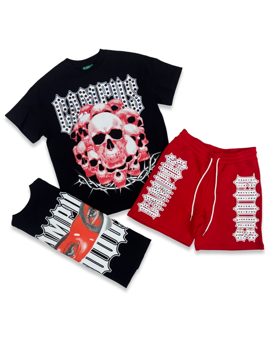 Campus „Vengeance“ Roter Edelstein kurzes Set