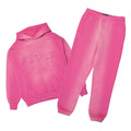 Purple Brand Embossed Logo Pink Jogging Set