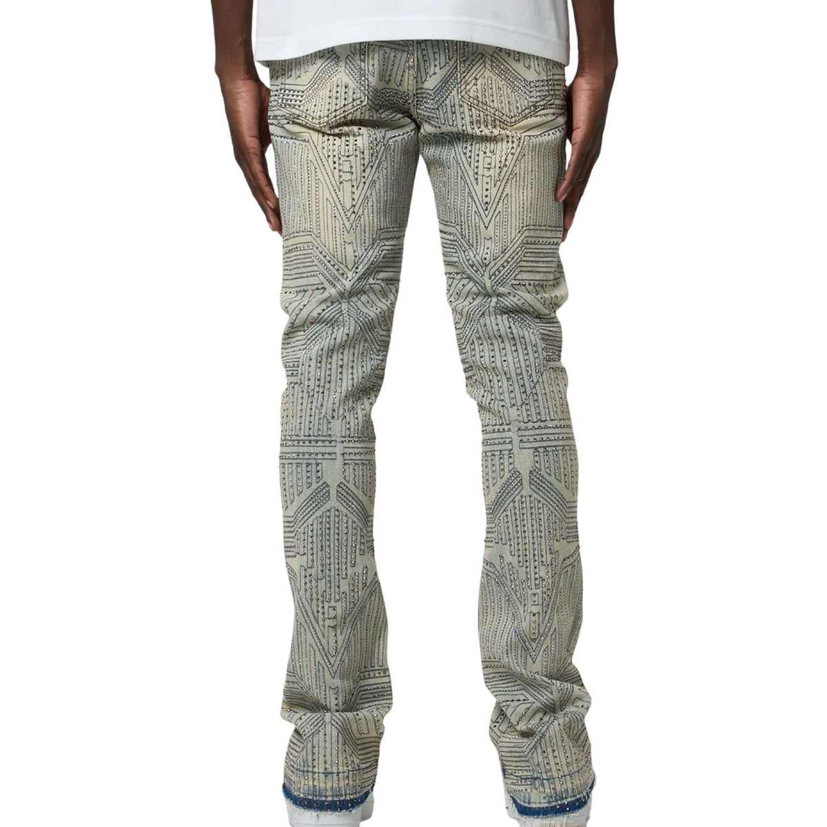 W By Waimea “Arrow Rhinestone” Antique Flare Jeans