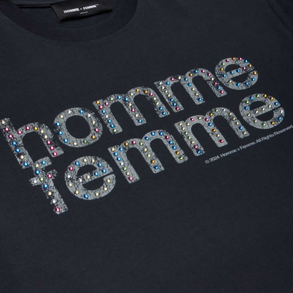 Homme Femme “Mardi Gras” Cropped Black Tee