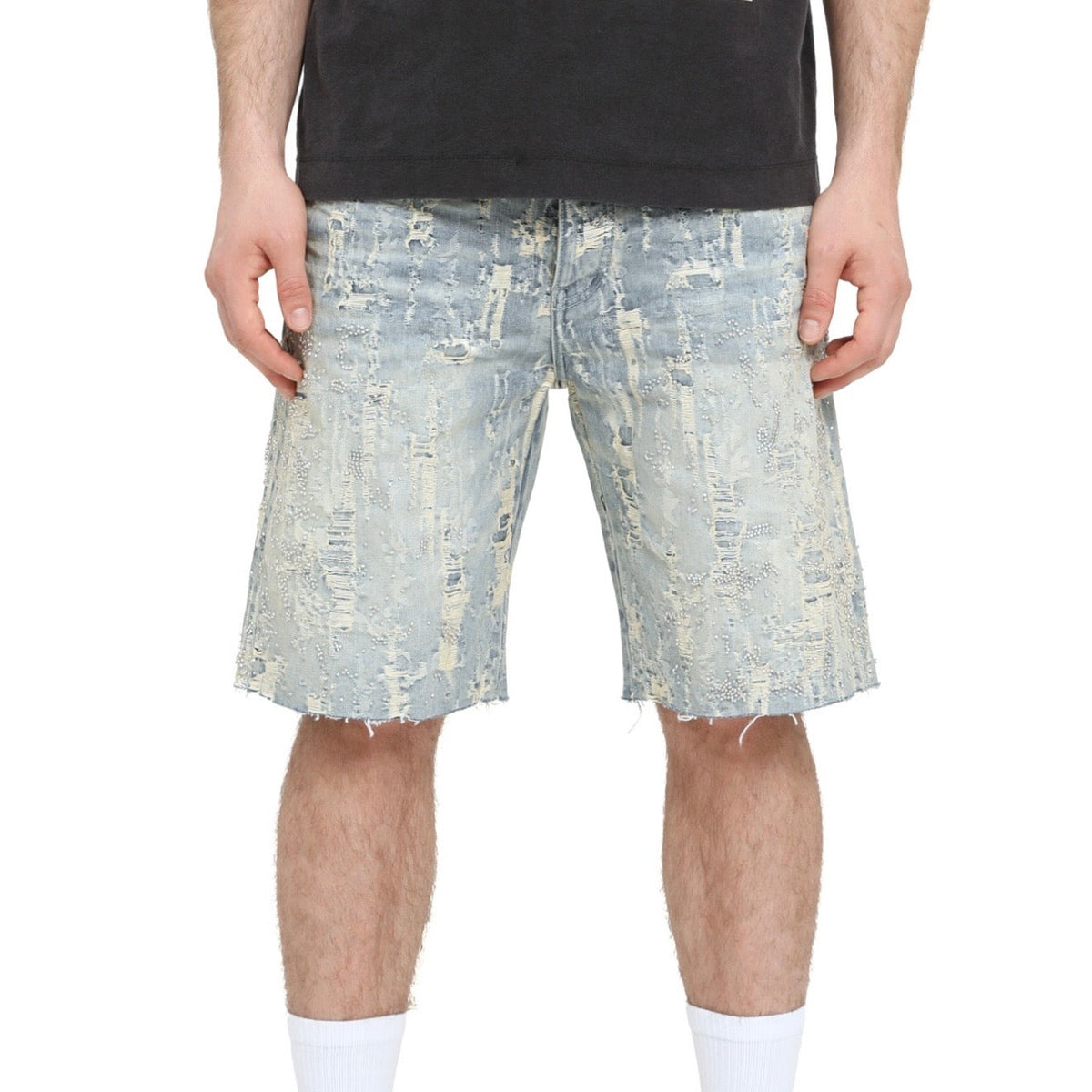 Purple Brand Bead Splatter Destroy Shorts