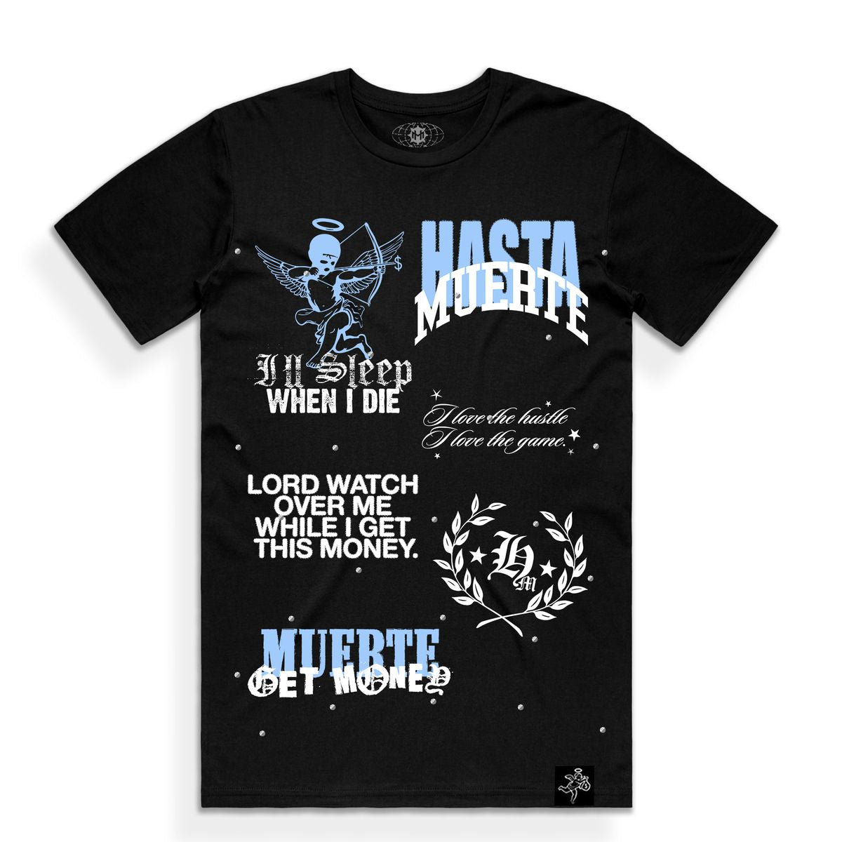 Hasta Muerte “Heavenly Gains” Rhinestone Black Tee