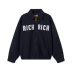 Rich Gainer Navy Wool Bomber Jacket