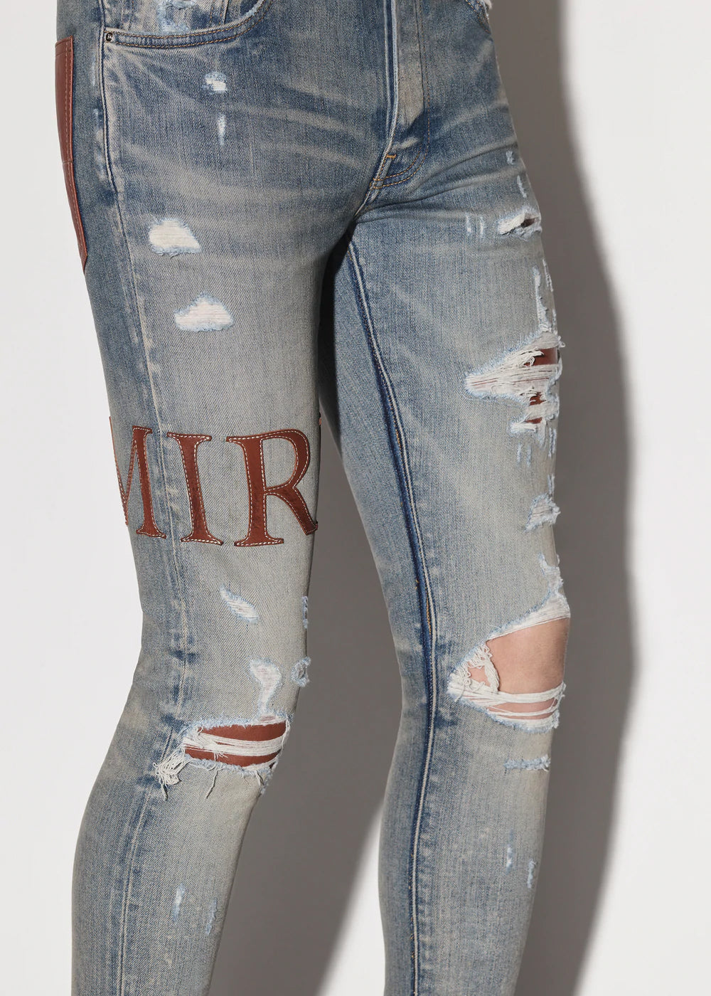 Clay Indigo Leather Stitch Logo Jeans