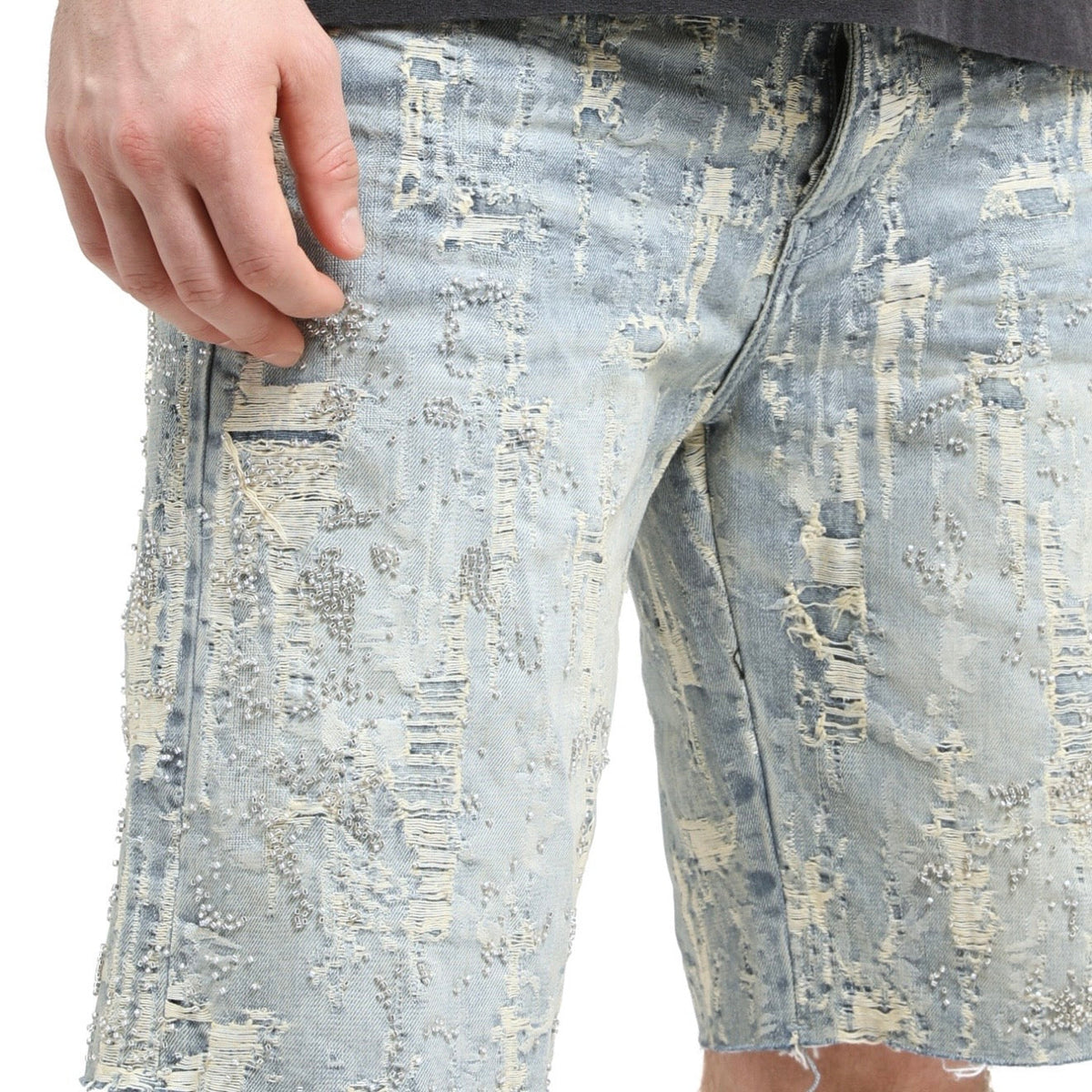 Purple Brand Bead Splatter Destroy Shorts