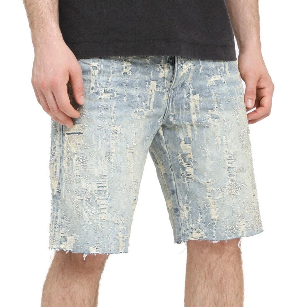 Purple Brand Bead Splatter Destroy Shorts