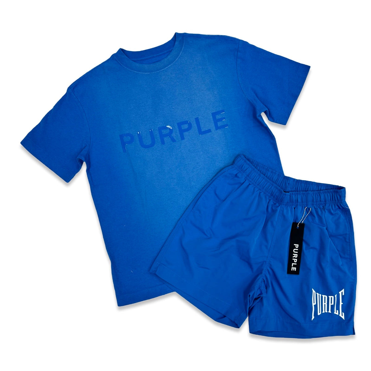Purple Brand Blue Nylon Short Set