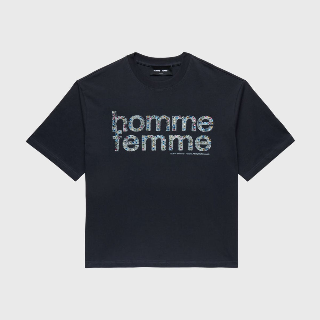 Homme Femme “Mardi Gras” Cropped Black Tee