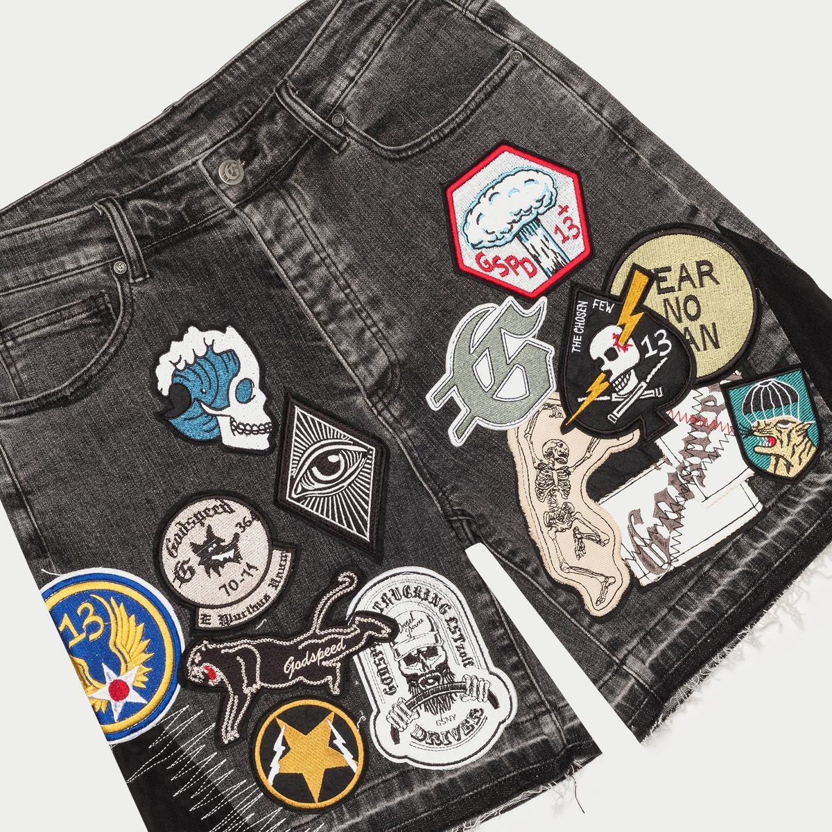 Godspeed „Patchwork V2“ graue Shorts