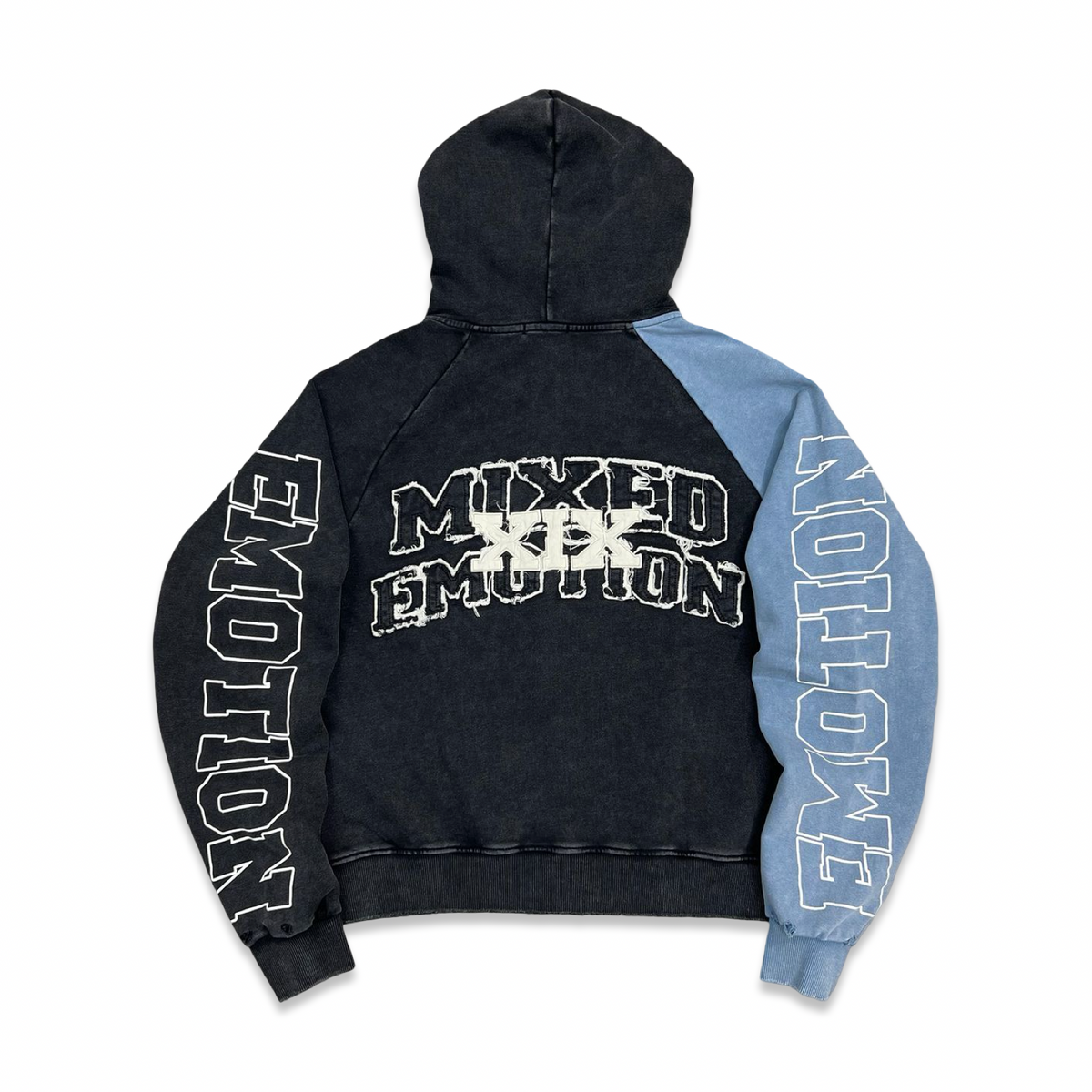 Mixed Emotion “Split Decision” Blue Hoodie