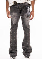 Vicious “Embellished Rhinestone” Flare Grey Jeans