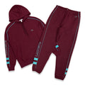 Herren-Fleece-Jogginganzug in Burgunder/Türkis