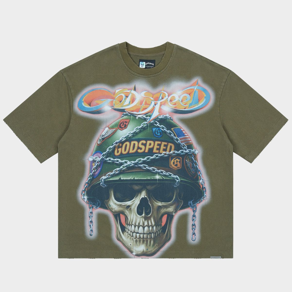 Godspeed „Badges Of Honor“ T-Shirt in Militärgrün