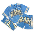 Rare Peace “Mesh” Caroline Blue Rhinestone Short Set