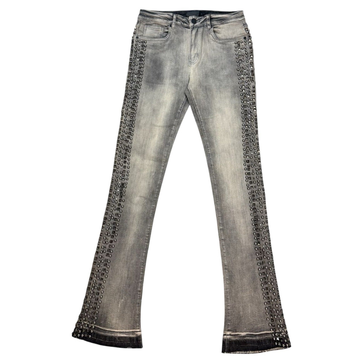 W By Waimea “Studded” Antique Grey Flare Jeans