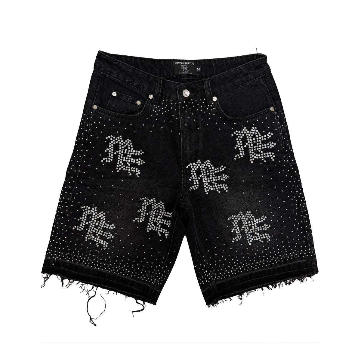 Mixed Emotion “ME” Rhinestone Black Shorts