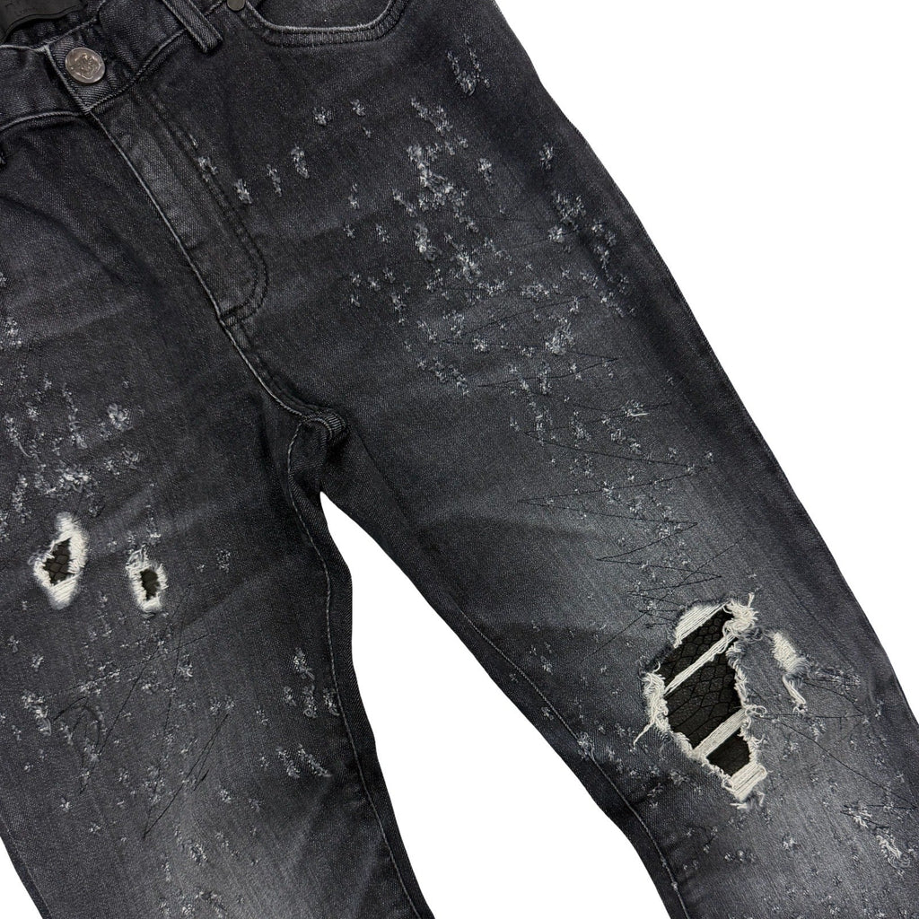 RH45 London “Aspen” Leather Detail Jeans