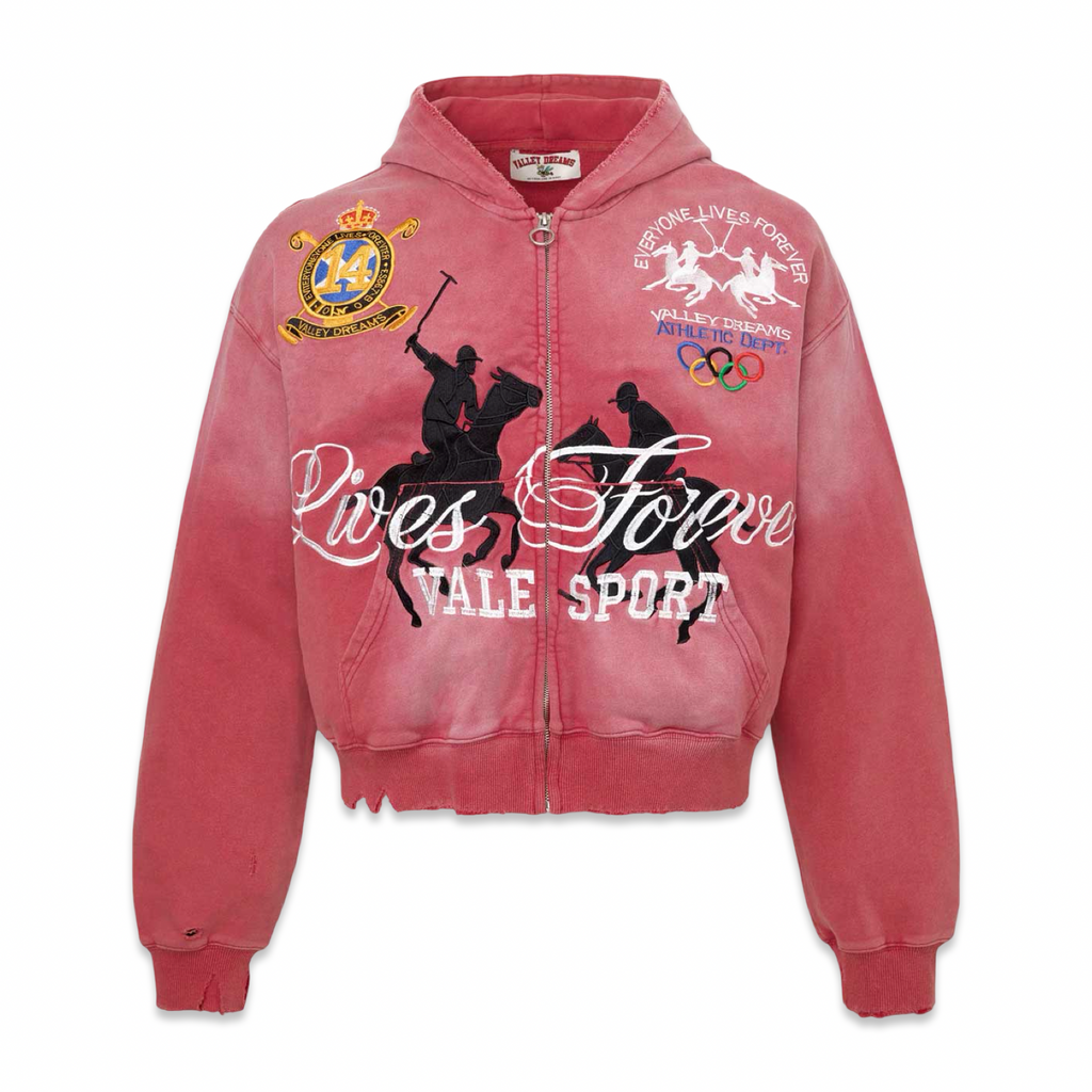 Vale Forever “Rockefeller” Zip Up Red Hoodie
