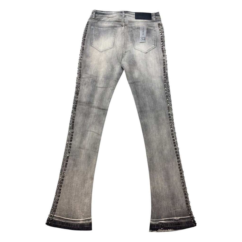 W By Waimea “Studded” Antique Grey Flare Jeans