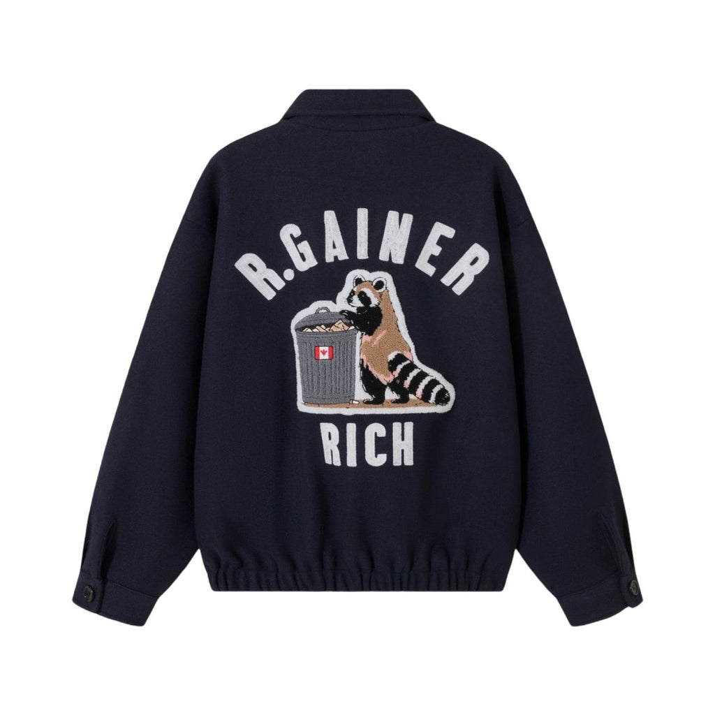 Rich Gainer Navy Wool Bomber Jacket