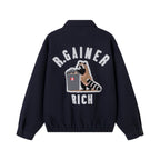 Rich Gainer Navy Wool Bomber Jacket