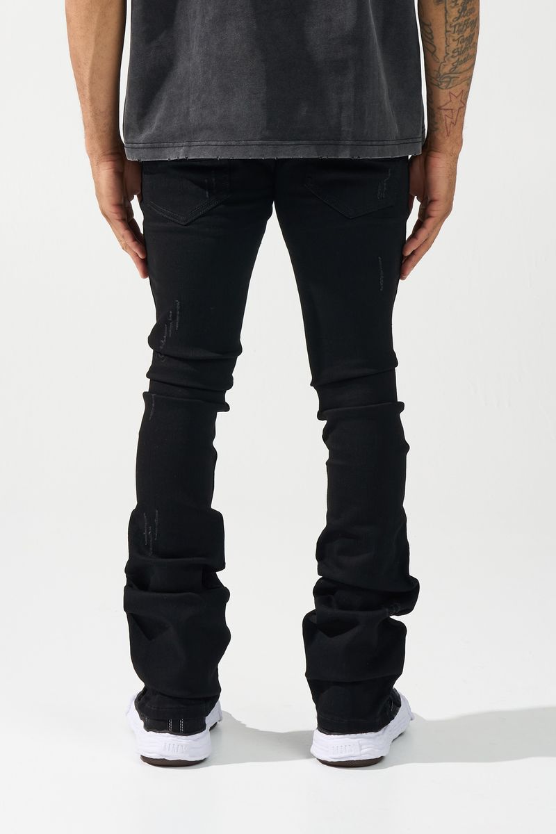 Serenede “Noir7” Jet Black Stacked Jeans