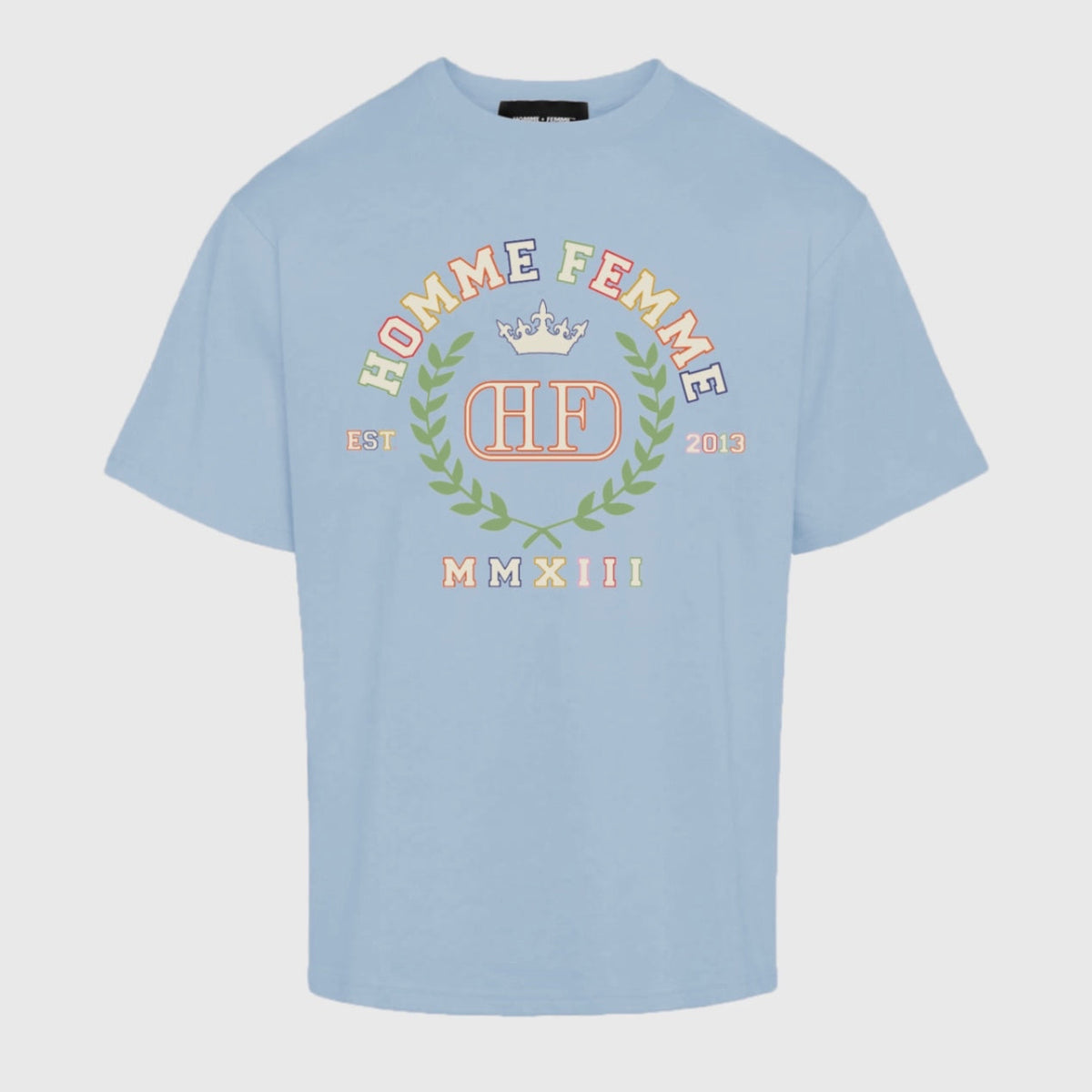 Homme Femme 10 Year Crest T-Shirt in Himmelblau