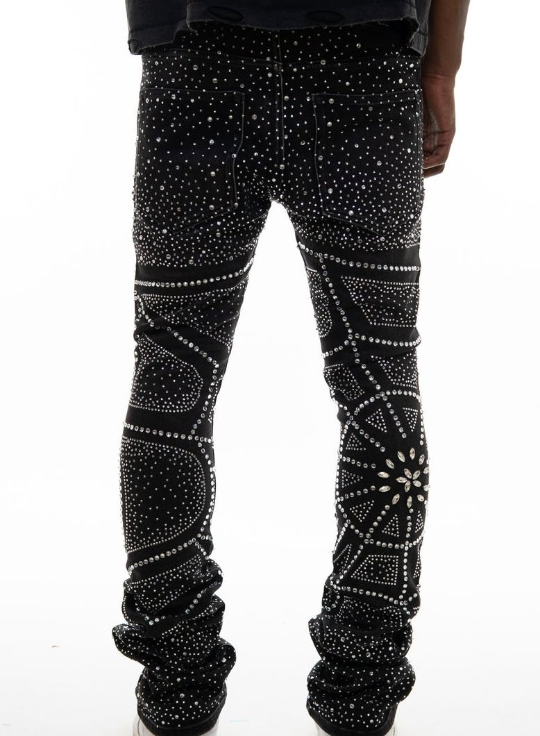 Vicious “Embellished Rhinestone” Black Flare Jeans