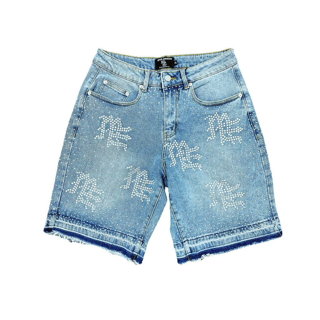 Mixed Emotion “ME” Rhinestone Denim Shorts