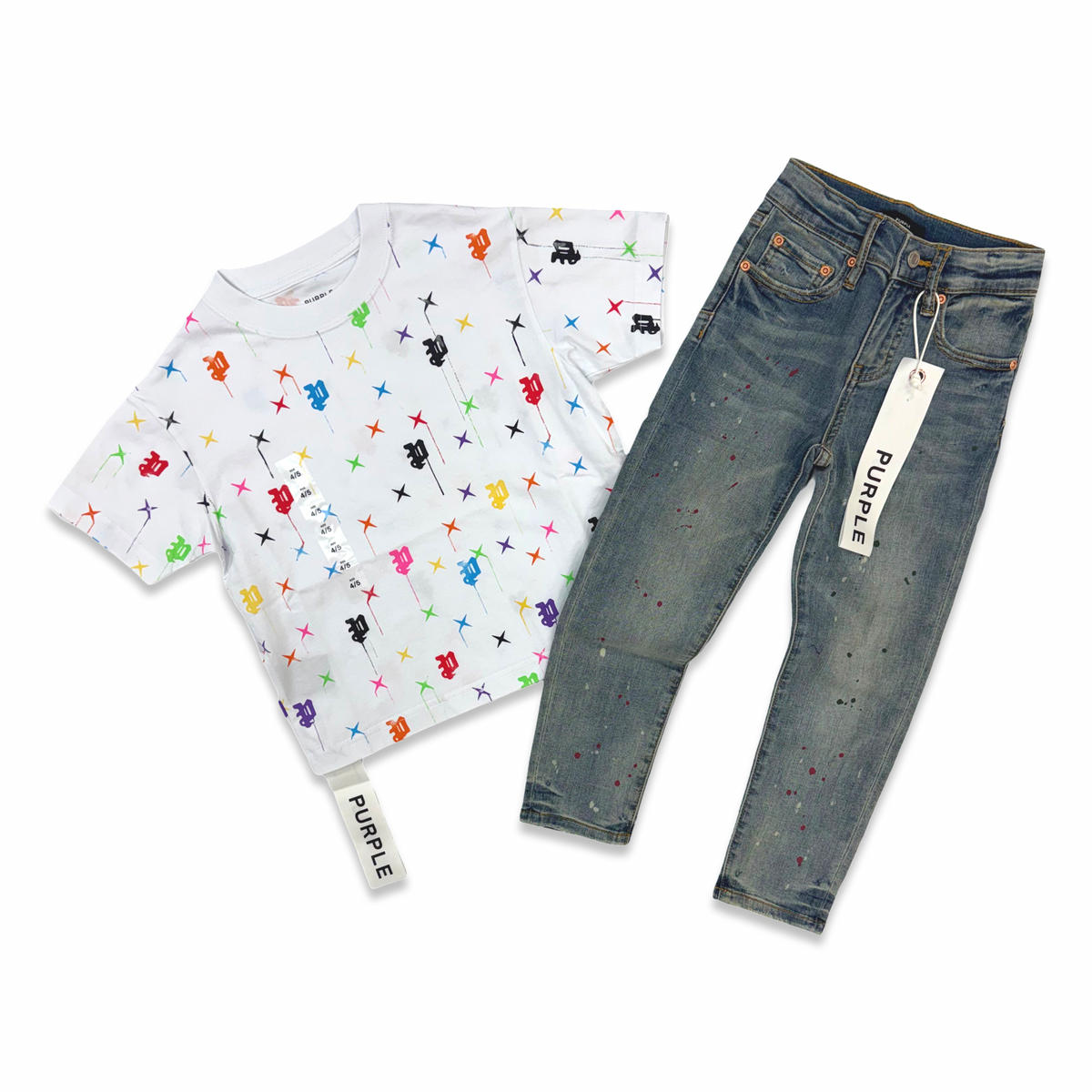 Purple Kids “Monogram” Tee/Jean Set