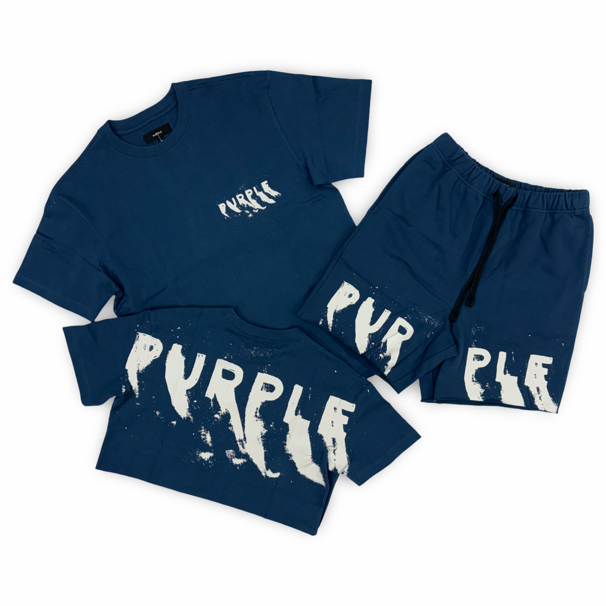 Purple Brand “Brush” Navy Short Set