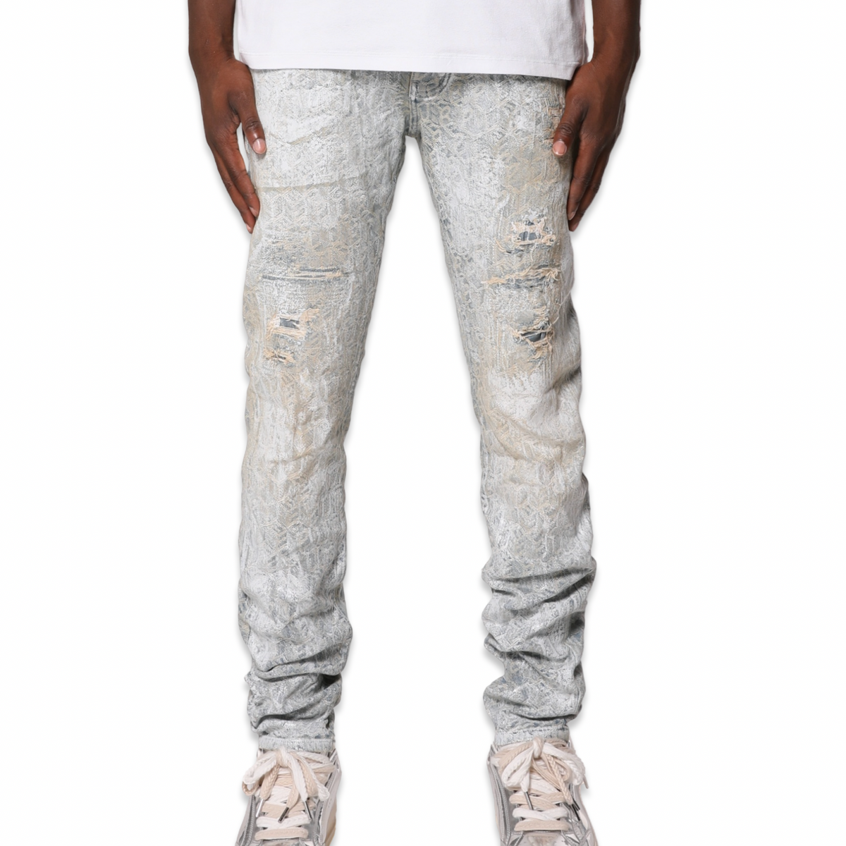 Purple Brand “Jacquard Monogram” Light Jeans