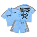 Shattered Hearts Logo Carolina Blue Nylon Short Set