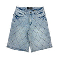 Vicious “Pearl Diamond” Stone Indigo Blue Shorts
