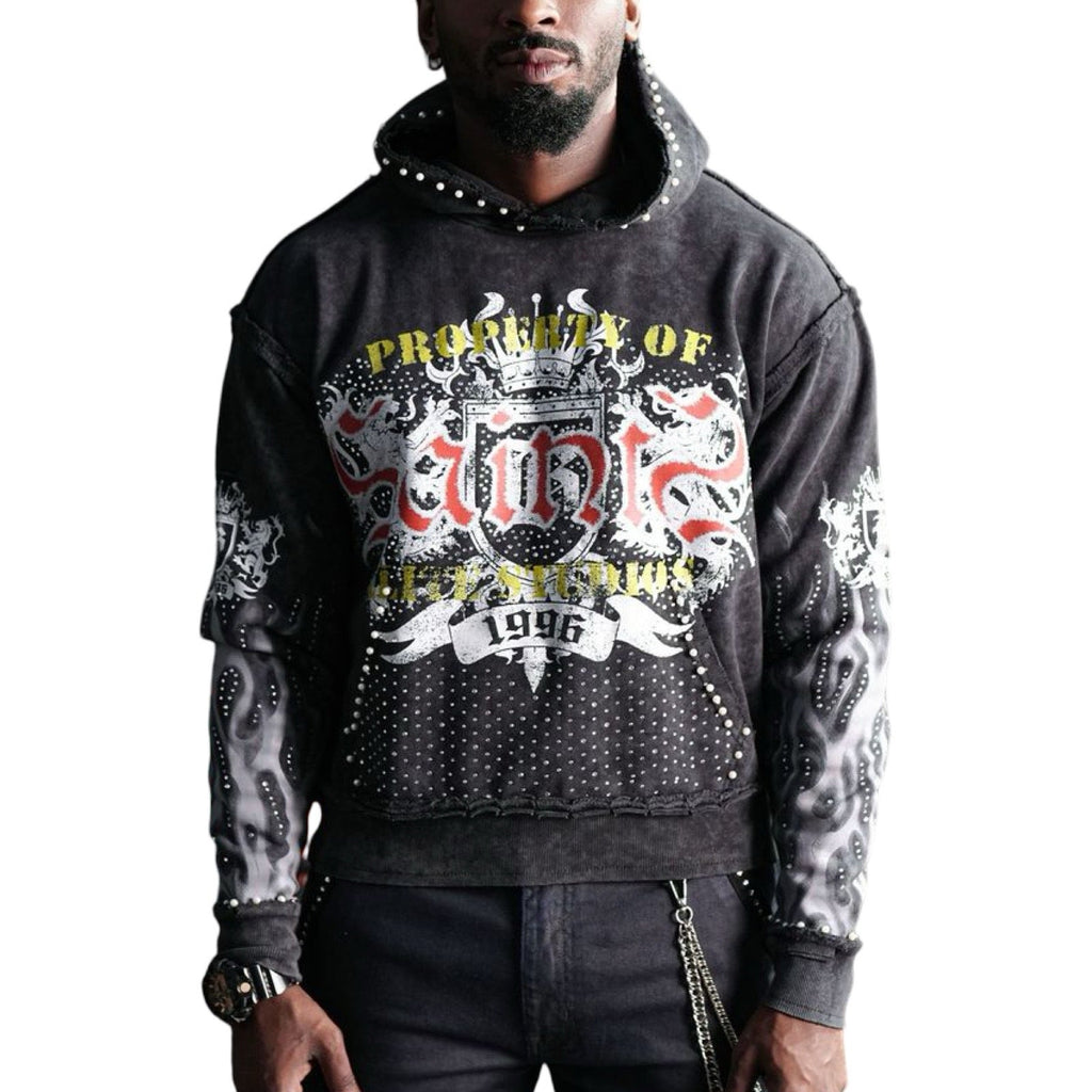 Elite „Saints Pearls“ Black Washed Hoodie