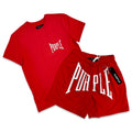 Purple Brand Red Nylon Short Set