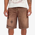 Sugarhill “Prince” Embossed Brown Wash Shorts