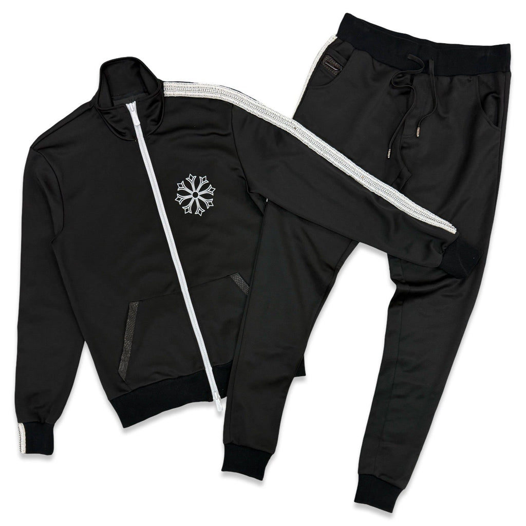 RH45 London „Rhodium“ schwarzes Trainingsanzug-Set