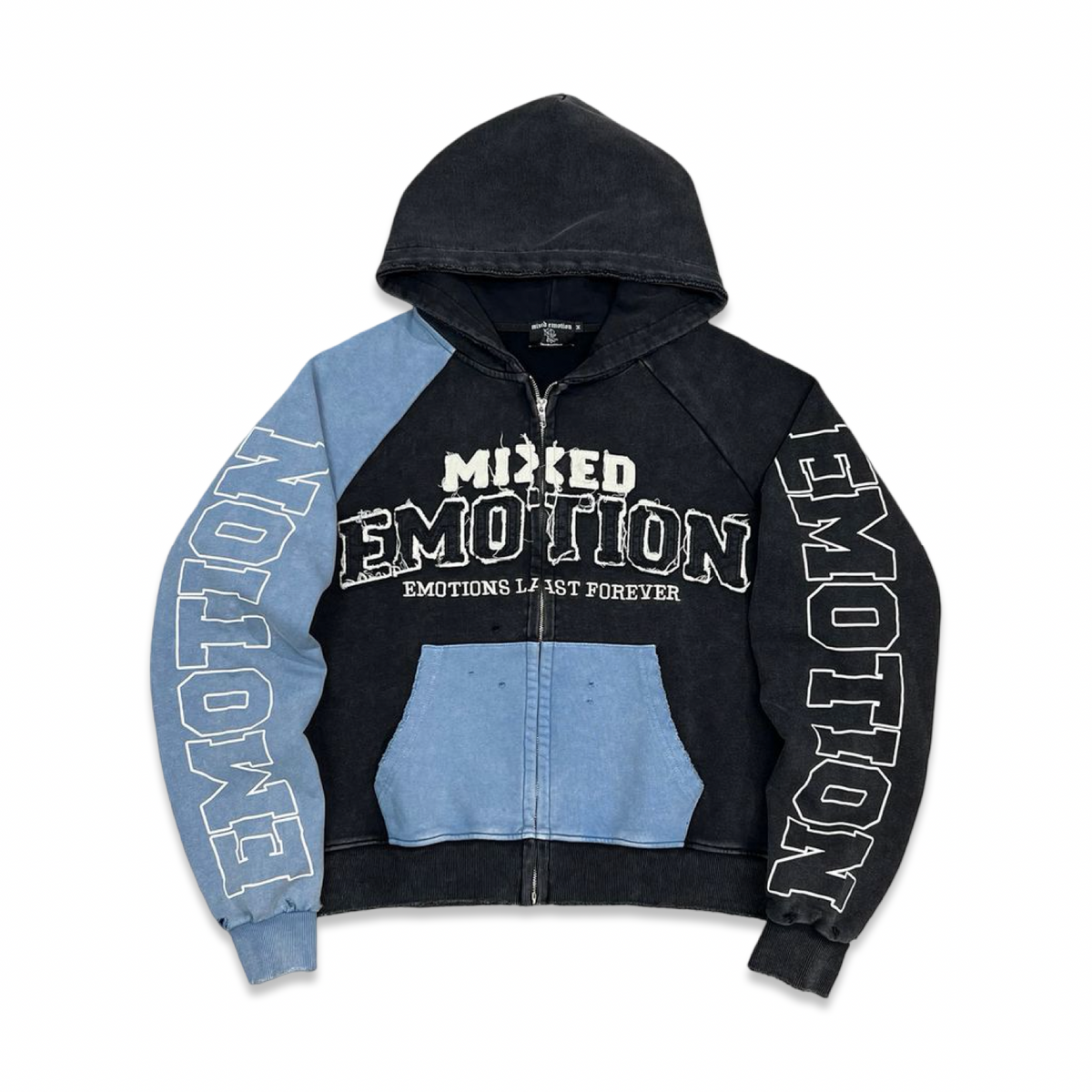 Mixed Emotion “Split Decision” Blue Hoodie