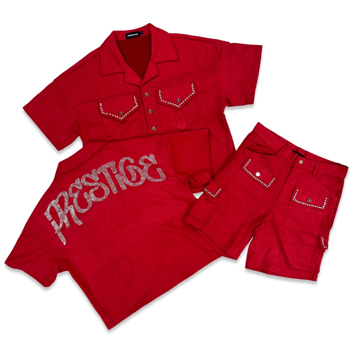 Prestige Red Rhinestone Short Set