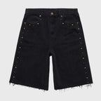 Damen-Shorts aus schwarzem Denim mit Nieten