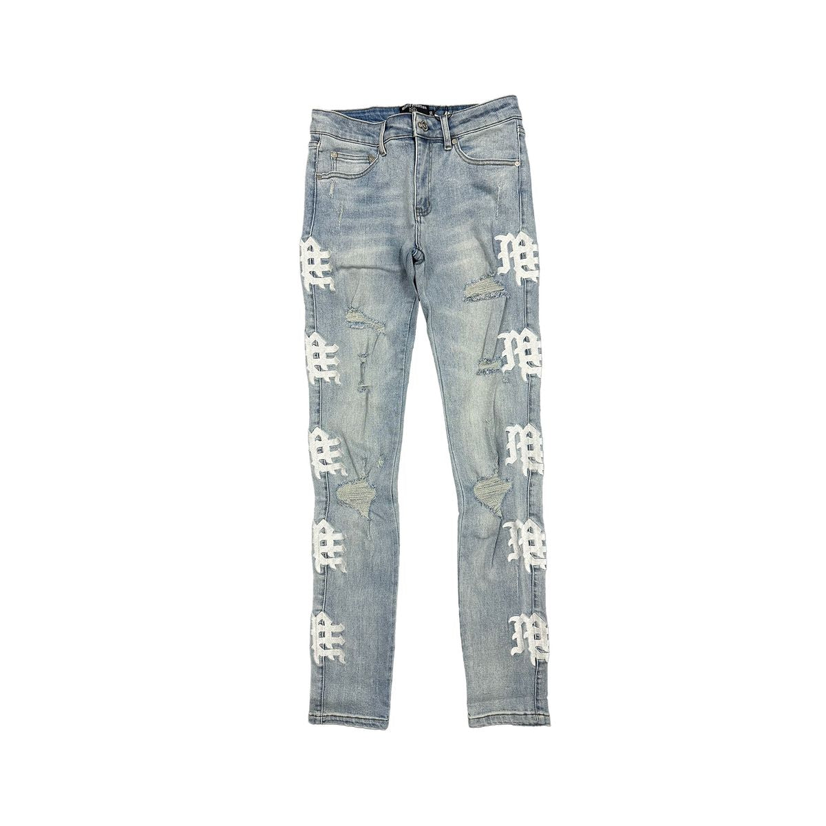 Mixed Emotion “Monogram” Sea Wash Jeans