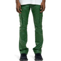 Purple Brand Patent Film Cargo Flare Green Pants