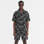 Represent Black Embroidered Initial Short Set