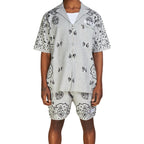 PLTKS Knit Zip Paisley Grey Short Set