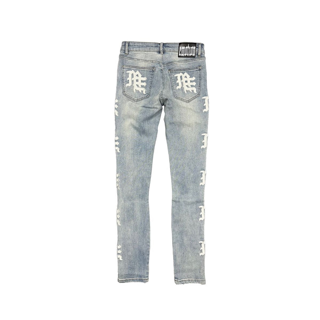 Mixed Emotion “Monogram” Sea Wash Jeans